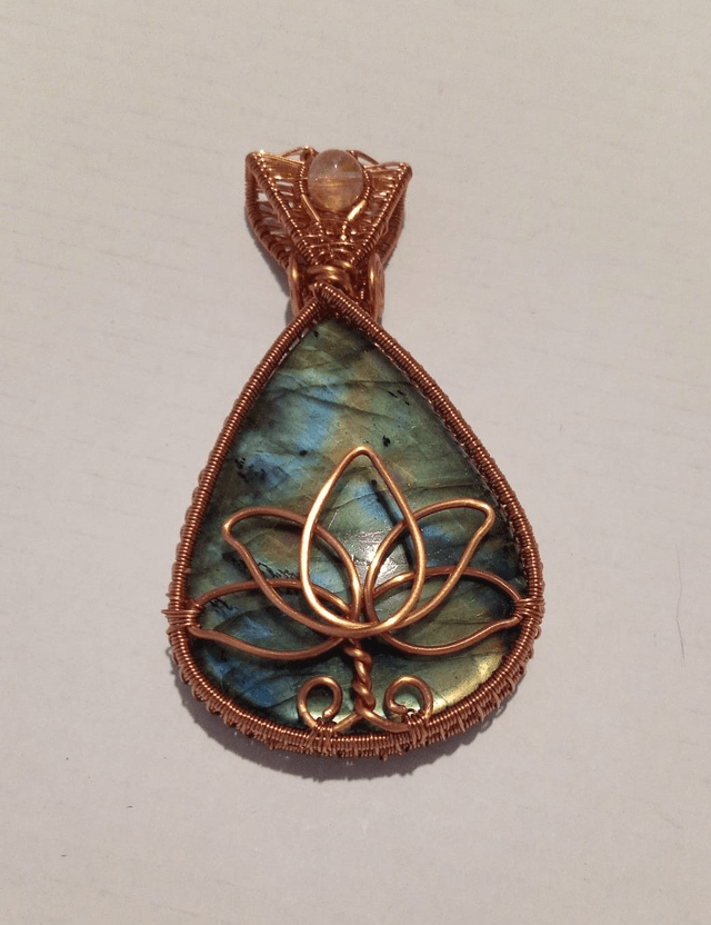 Citrine & Labradorite Lotus Flower Pendant