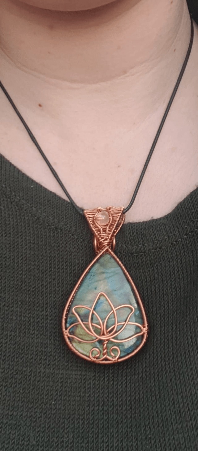 Citrine & Labradorite Lotus Flower Pendant