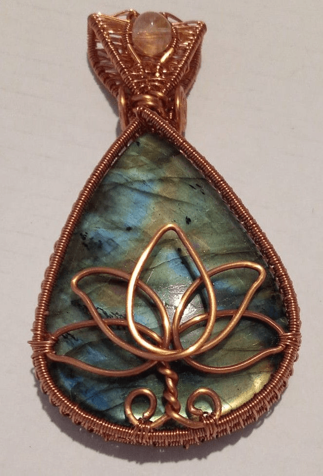 Citrine & Labradorite Lotus Flower Pendant